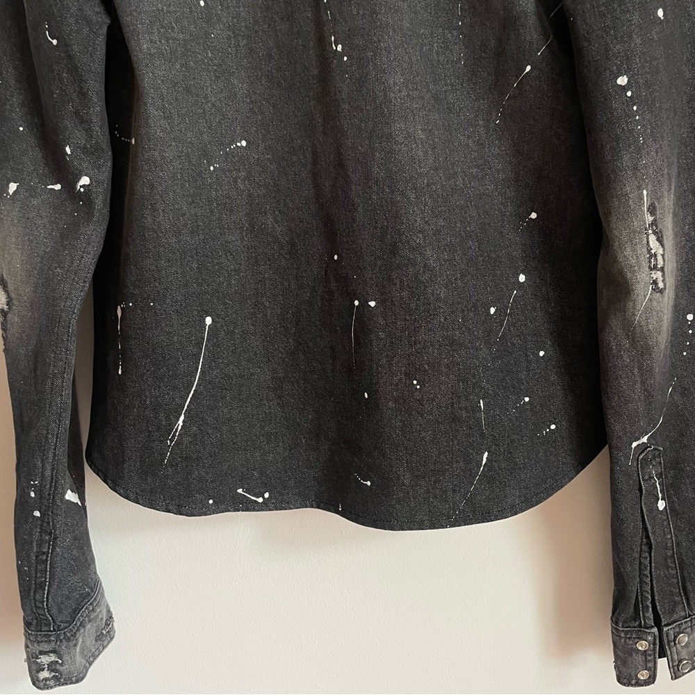 AMIRI Western Denim Paint Shirt In Black S - Picture 10 of 13